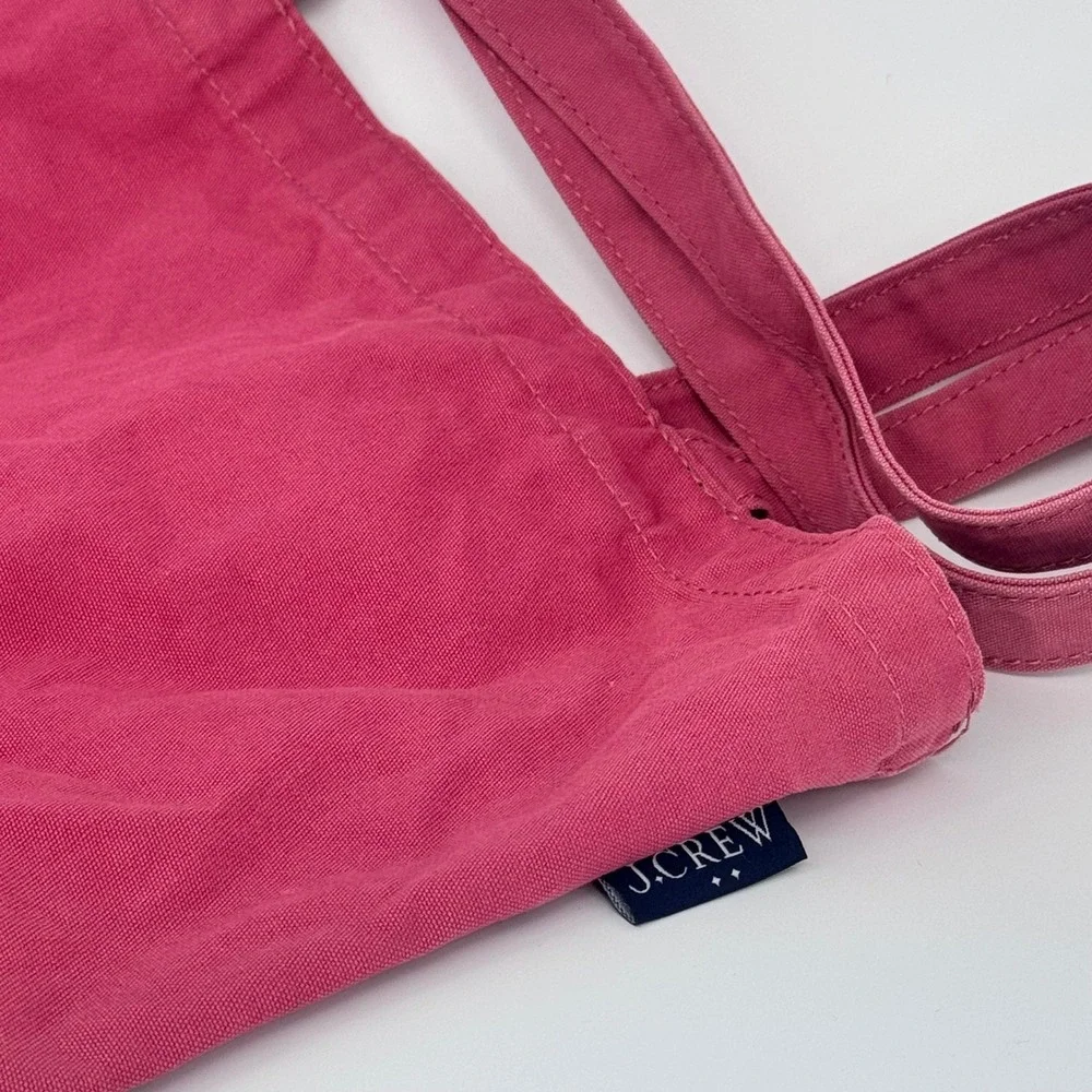 J. Crew Pink Canvas Tote Bag Beach Travel Everyday Casual‎ Nautical Logo